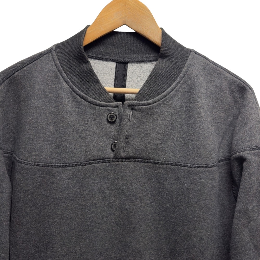 Lululemon Mens Sz Large Charcoal Gray Revolve Henley Pullover Stretch Sweatshirt